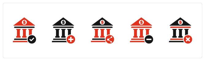 A set of 5 business icons as approve bank, add bank, bank share vector