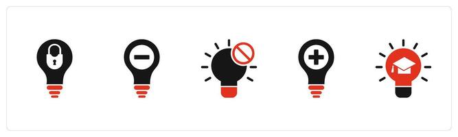 A set of 5 business icons as idea security, remove idea, idea vector