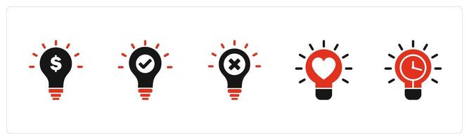 A set of 5 business icons as financial idea, approve idea, wrong idea vector