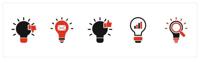 A set of 5 business icons as dislike idea, message idea, like idea vector
