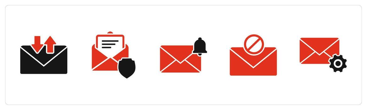 A set of 5 business icons as message, message security, message notification vector