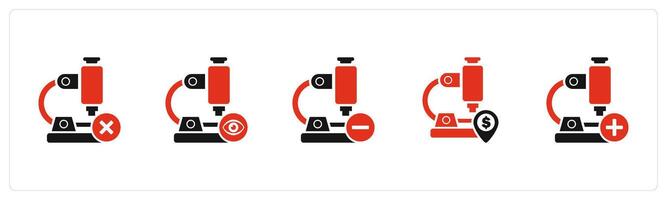 A set of 5 business icons as remove microscope, view microscope, financial microscope vector