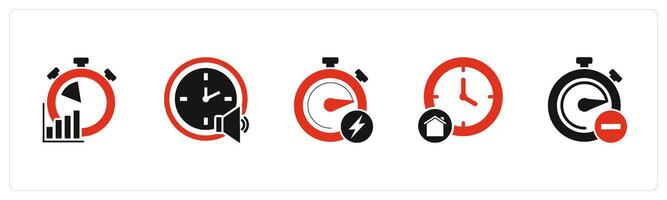 A set of 5 business icons as business management, time speaker, fast time vector