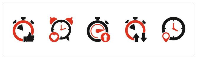 A set of 5 business icons as like time, favorite clock, up time vector