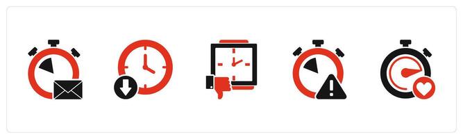 A set of 5 business icons as message time, up time, like time vector