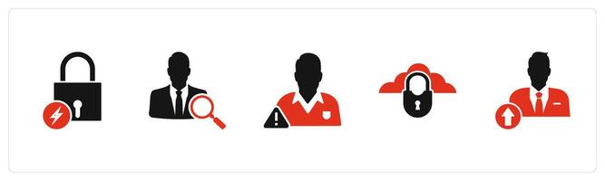 A set of 5 business icons as fast lock, search candidate, account maintenance vector