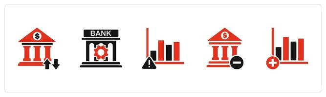 A set of 5 business icons as bank transaction, bank renovate, graph maintenance vector