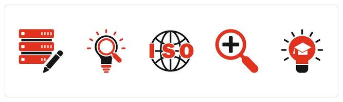 A set of 5 business icons as edit server, search idea, iso vector