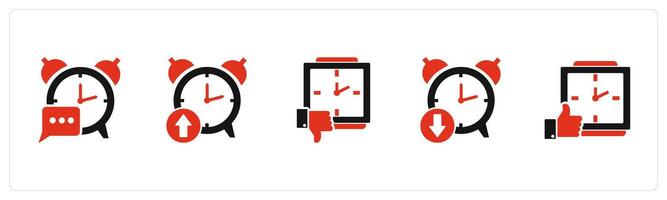 A set of 5 business icons as message alarm, up time, like time vector