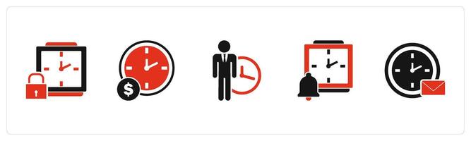 A set of 5 business icons as time security, time is money, punctuality vector