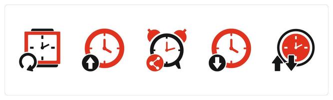 A set of 5 business icons as refresh time, up time, share time vector