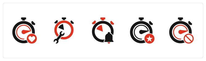 A set of 5 business icons as favorite time, time settings, time notification vector