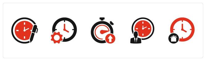 A set of 5 business icons as edit time, time management, up time vector