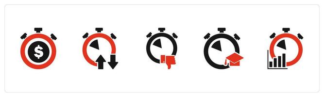 A set of 5 business icons as time is money, synchronize time, like time vector