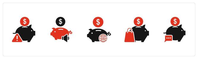 A set of 5 business icons as bank maintenance, bank speaker, global banking vector