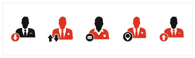A set of 5 business icons as download profile, synchronization profile, business message vector
