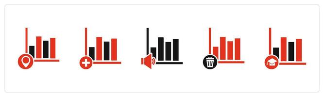 A set of 5 business icons as graph location, add graph, speaker graph vector