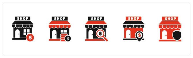 A set of 5 business icons as revenue store, search store, store security vector