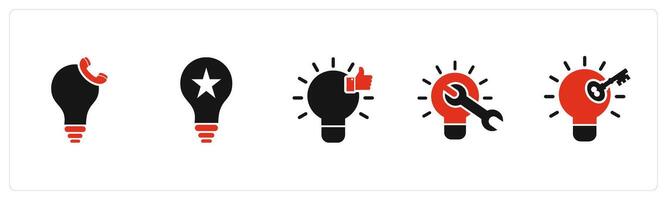 A set of 5 business icons as calling idea, creative idea, like idea vector