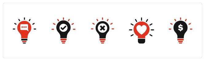 A set of 5 business icons as message idea, approve idea, wrong idea vector