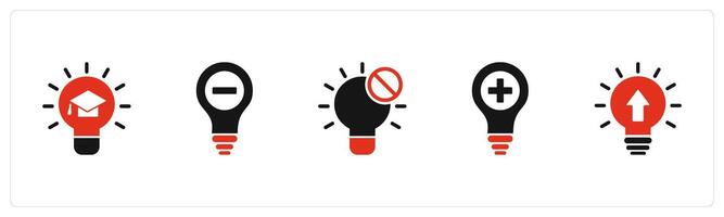 A set of 5 business icons as education idea, remove idea, idea vector