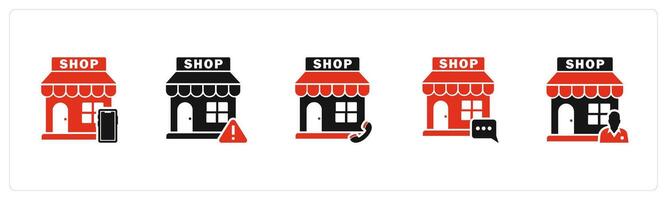 A set of 5 business icons as mcommerce, store maintenance, calling store vector