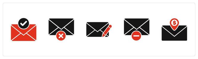 A set of 5 business icons as right message, wrong message, edit message vector