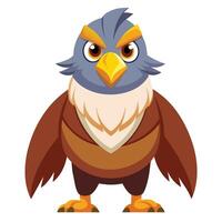 A cartoon eagle stands upright with a determined expression, showcasing detailed feathers and a strong posture vector