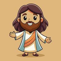 A cheerful animated character resembling a historical figure standing with open arms, expressing warmth and positivity in a simple, colorful style vector