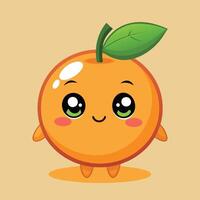 A cheerful cartoon orange character with big eyes and a green leaf stands happily on a light background, showcasing a playful design vector