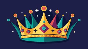 Colorful royal crown design featuring jewels and ornamental elements against a dark background suitable for festive occasions vector