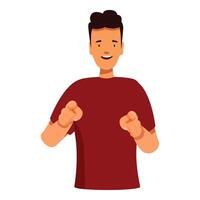 Smiling young man pointing with both hands at you vector