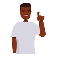 Young man pointing his index finger up having an idea vector