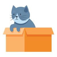Curious cat sitting inside open cardboard box vector