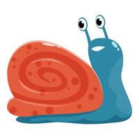 Cartoon snail looking happy with big eyes and red shell vector
