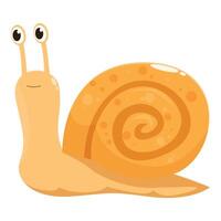 Happy snail cartoon character slithering with spiral shell vector