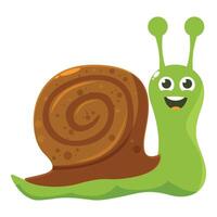 Happy snail cartoon character sliding on white background vector