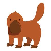 Cartoon platypus standing on its legs and wagging its tail vector