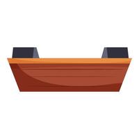 Empty wooden boat floating on water side view vector