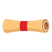 Rolled paper scroll with red ribbon, ancient document for message vector