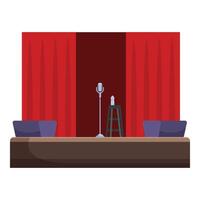 Empty stand up comedy stage with microphone and stool awaiting performer vector