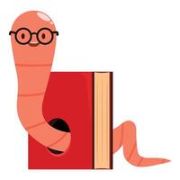 Smiling worm reading a red book vector