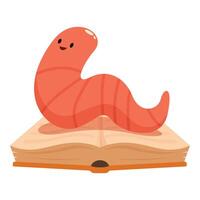 Happy bookworm relaxing on open book enjoying reading vector