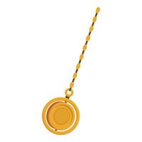 Gold pendulum hanging on chain swinging back and forth vector