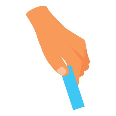 Hand holding voting bulletin about to vote