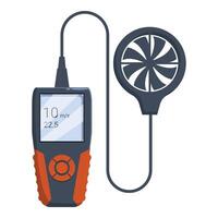 Digital anemometer measuring wind speed with impeller sensor vector