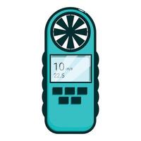 Digital anemometer measuring wind speed with impeller and display screen vector