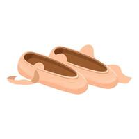 Ballet pointes lying on each other with ribbons for tying on the leg vector