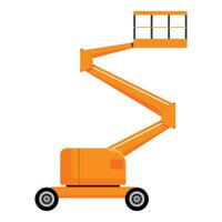 Articulated boom lift extending its arm on wheels vector