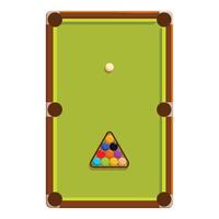Green pool table ready for playing billiard game vector